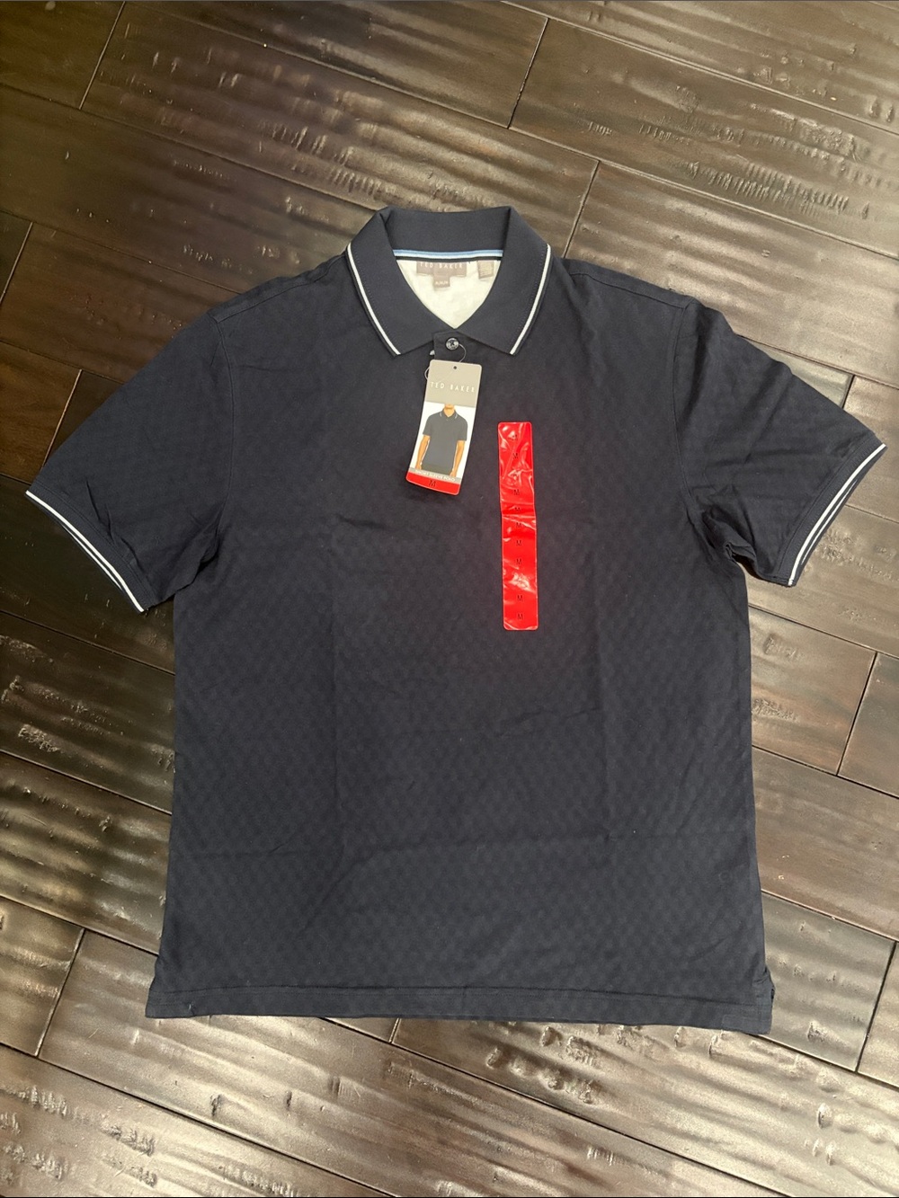 Ted Baker Navy Polo with White Piping and Red Tag